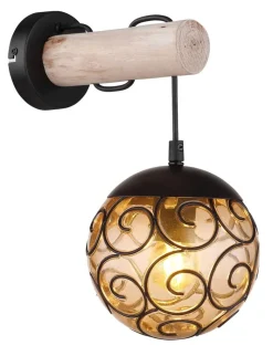 GLOBO Wandleuchte amber schwarz Metall Kunststoff B/H: ca. 15x36 cm E27 1 Brennstellen