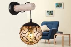 GLOBO Wandleuchte amber schwarz Metall Kunststoff B/H: ca. 15x36 cm E27 1 Brennstellen