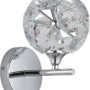 GLOBO Wandleuchte Chrom klar Metall Glas H: ca. 24 cm 1 Brennstellen