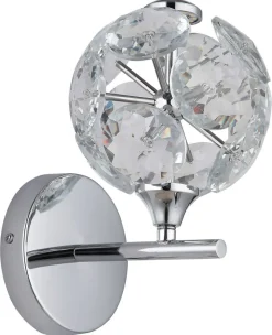 GLOBO Wandleuchte Chrom klar Metall Glas H: ca. 24 cm 1 Brennstellen