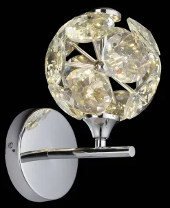 GLOBO Wandleuchte Chrom klar Metall Glas H: ca. 24 cm 1 Brennstellen