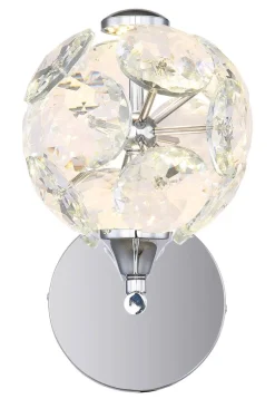 GLOBO Wandleuchte Chrom klar Metall Glas H: ca. 24 cm 1 Brennstellen