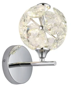GLOBO Wandleuchte Chrom klar Metall Glas H: ca. 24 cm 1 Brennstellen