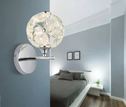 GLOBO Wandleuchte Chrom klar Metall Glas H: ca. 24 cm 1 Brennstellen