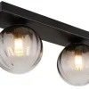 GLOBO Wandleuchte klar schwarz Metall B/H/T: ca. 12x15x35 cm 2 Brennstellen