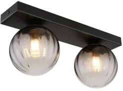 GLOBO Wandleuchte klar schwarz Metall B/H/T: ca. 12x15x35 cm 2 Brennstellen