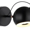 GLOBO Wandleuchte mattschwarz gold Metall D: ca. 12 cm 1 Brennstellen