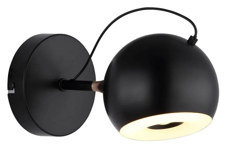 GLOBO Wandleuchte mattschwarz gold Metall D: ca. 12 cm 1 Brennstellen