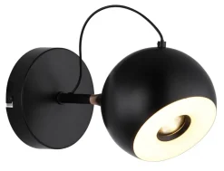 GLOBO Wandleuchte mattschwarz gold Metall D: ca. 12 cm 1 Brennstellen