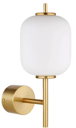 GLOBO Wandleuchte messing Glas Metall B/H: ca. 13,5x29 cm 1 Brennstellen