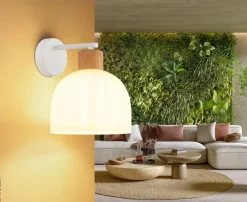 GLOBO Wandleuchte Opal weiß Glas Metall B/H: ca. 20x24 cm E27 1 Brennstellen