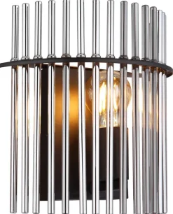 GLOBO Wandleuchte Rauch schwarz Metall Glas B/H/T: ca. 25x26x12,5 cm E27 1 Brennstellen