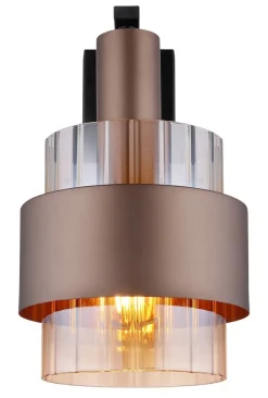 GLOBO Wandleuchte schwarz amber Glas Metall B/H: ca. 18,5x29,5 cm E27 1 Brennstellen