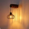 GLOBO Wandleuchte schwarz braun Metall Holz B/H: ca. 20x59 cm E27 1 Brennstellen