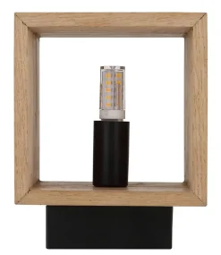 GLOBO Wandleuchte schwarz braun Metall Holz B/H: ca. 11x11 cm G9 1 Brennstellen