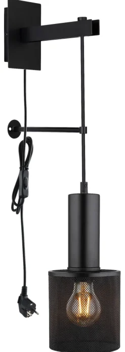 GLOBO Wandleuchte schwarz Metall B/H: ca. 12x60 cm E27 1 Brennstellen