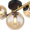 GLOBO Wandleuchte 56135-3W messing amber Glas Metall B/H/L: ca. 21x19x28 cm G9 3 Brennstellen