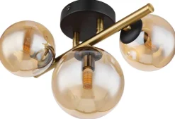 GLOBO Wandleuchte 56135-3W messing amber Glas Metall B/H/L: ca. 21x19x28 cm G9 3 Brennstellen