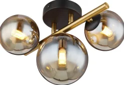 GLOBO Wandleuchte 56135-3W messing amber Glas Metall B/H/L: ca. 21x19x28 cm G9 3 Brennstellen