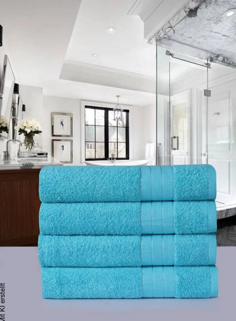 Good Morning Handtuch 4er-Pack aqua Baumwolle B/L: ca. 50x100 cm