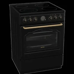 Gorenje Retro-Standherd 60cm mit Glaskeramikkochfeld GECS6B70CLB schwarz B/H/T: ca. 60x85x60 cm