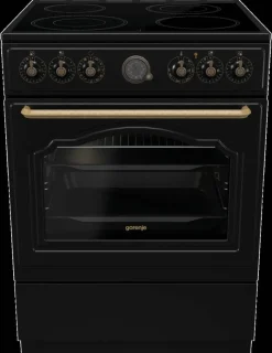 Gorenje Retro-Standherd 60cm mit Glaskeramikkochfeld GECS6B70CLB schwarz B/H/T: ca. 60x85x60 cm