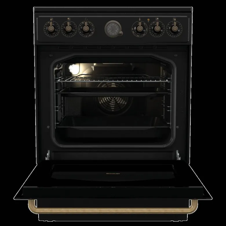 Gorenje Retro-Standherd 60cm mit Glaskeramikkochfeld GECS6B70CLB schwarz B/H/T: ca. 60x85x60 cm