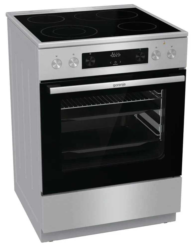 Gorenje Standherd 60cm mit Glaskeramikkochfeld GECS6C70XPA Edelstahloptik B/H/T: ca. 60x85x60 cm