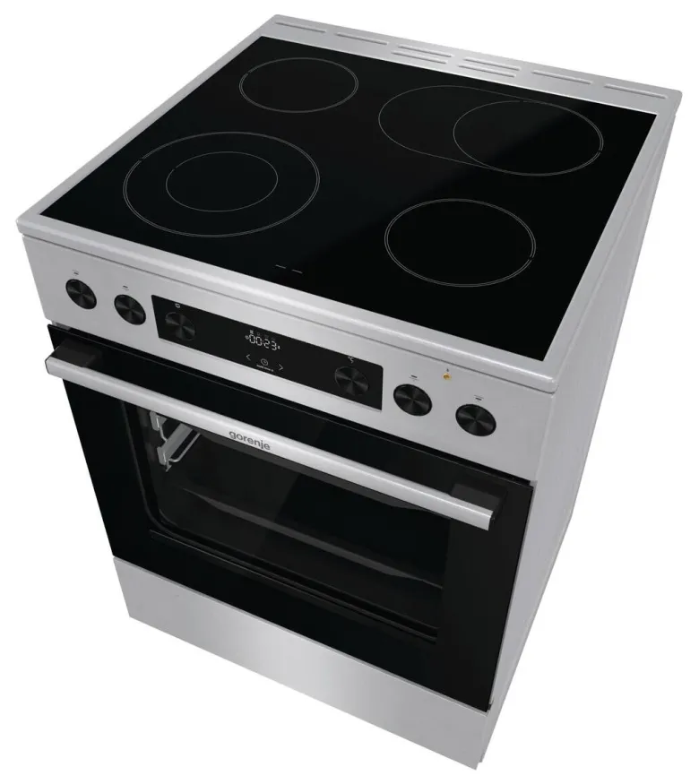 Gorenje Standherd 60cm mit Glaskeramikkochfeld GECS6C70XPA Edelstahloptik B/H/T: ca. 60x85x60 cm