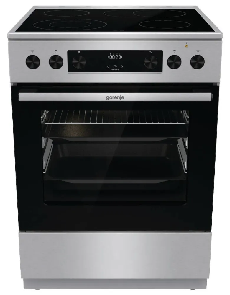 Gorenje Standherd 60cm mit Glaskeramikkochfeld GECS6C70XPA Edelstahloptik B/H/T: ca. 60x85x60 cm