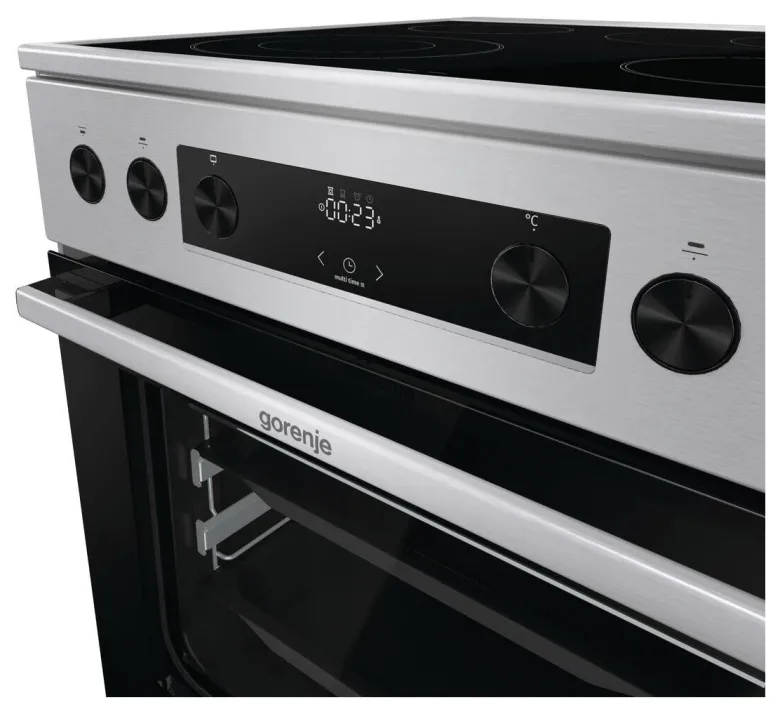 Gorenje Standherd 60cm mit Glaskeramikkochfeld GECS6C70XPA Edelstahloptik B/H/T: ca. 60x85x60 cm