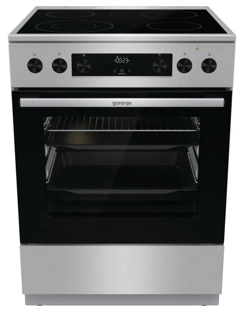 Gorenje Standherd 60cm mit Glaskeramikkochfeld GECS6C70XPA Edelstahloptik B/H/T: ca. 60x85x60 cm