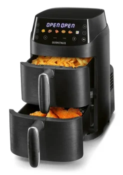 GOURMETmaxx Doppel-Heißluftfritteuse 19691 schwarz Kunststoff B/H/L: ca. 38,2x35,7x22,6 cm ca. 5 l