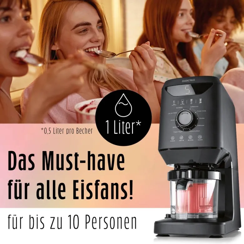 GOURMETmaxx Eismaschine 19370 schwarz Kunststoff B/H/L: ca. 21,5x45x48,5 cm