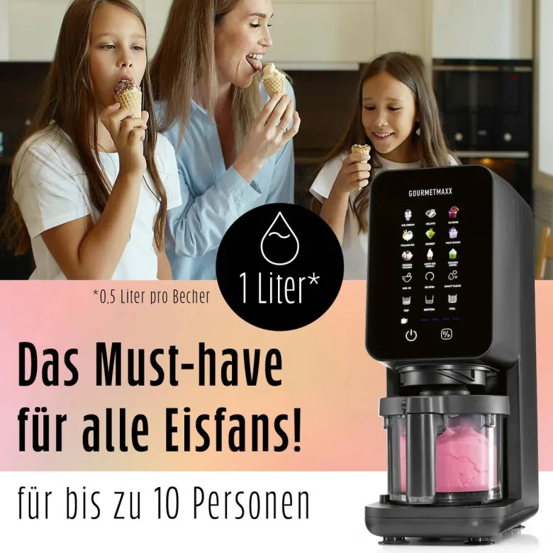 GOURMETmaxx Eismaschine 19769 schwarz Kunststoff B/H/L: ca. 26x40,5x119 cm
