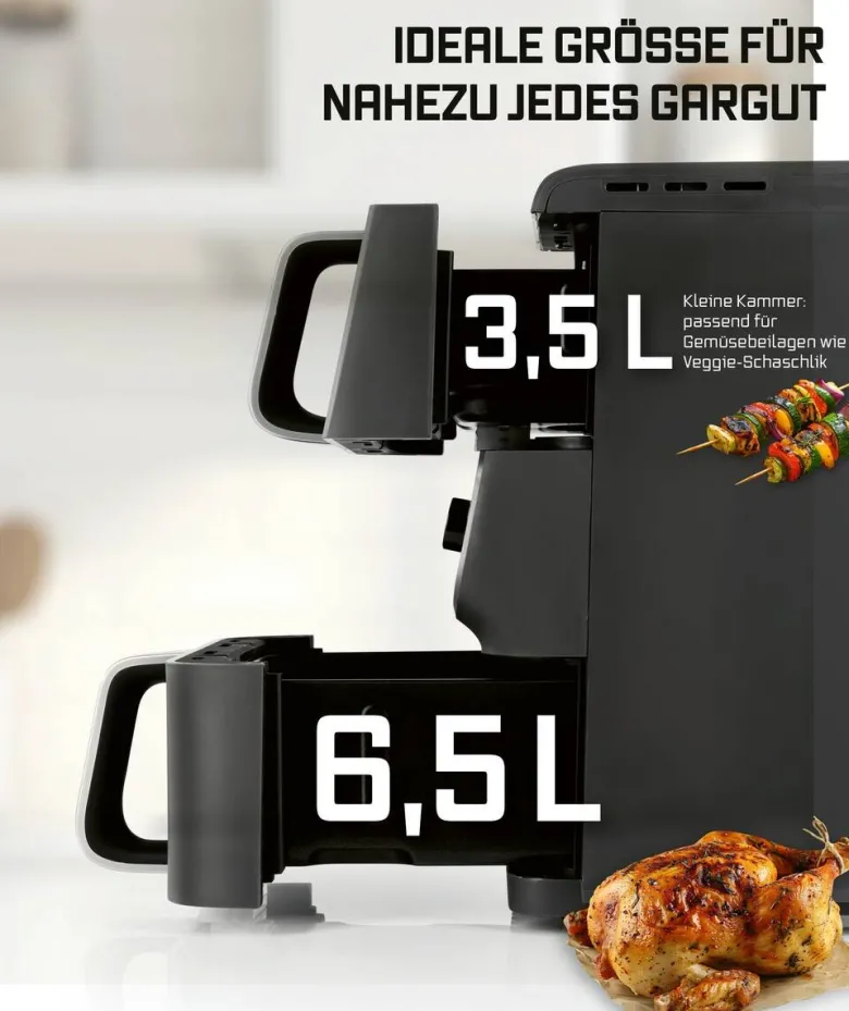 GOURMETmaxx Heißluftfritteuse 16404 schwarz Metall B/H/L: ca. 28,4x40x43 cm ca. 3,5 l