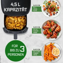 GOURMETmaxx Heißluftfritteuse 16394 schwarz Kunststoff B/H/L: ca. 26x29,5x36 cm ca. 4,5 l
