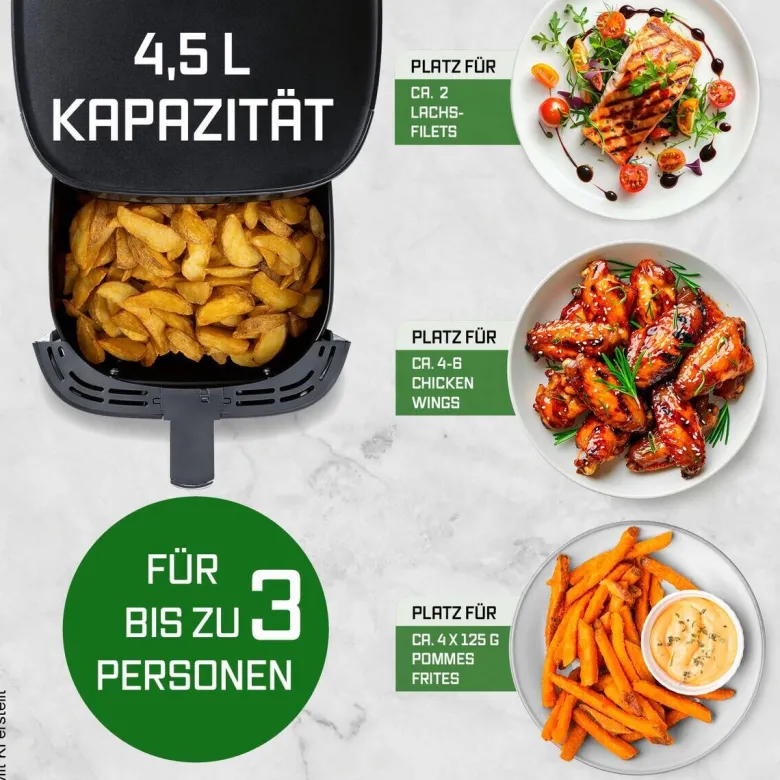 GOURMETmaxx Heißluftfritteuse 16394 schwarz Kunststoff B/H/L: ca. 26x29,5x36 cm ca. 4,5 l