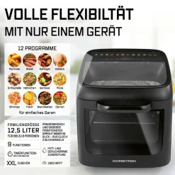 GOURMETmaxx Heißluftfritteuse 16409 schwarz Metall B/H/L: ca. 33,7x35,5x44,6 cm ca. 12,5 l