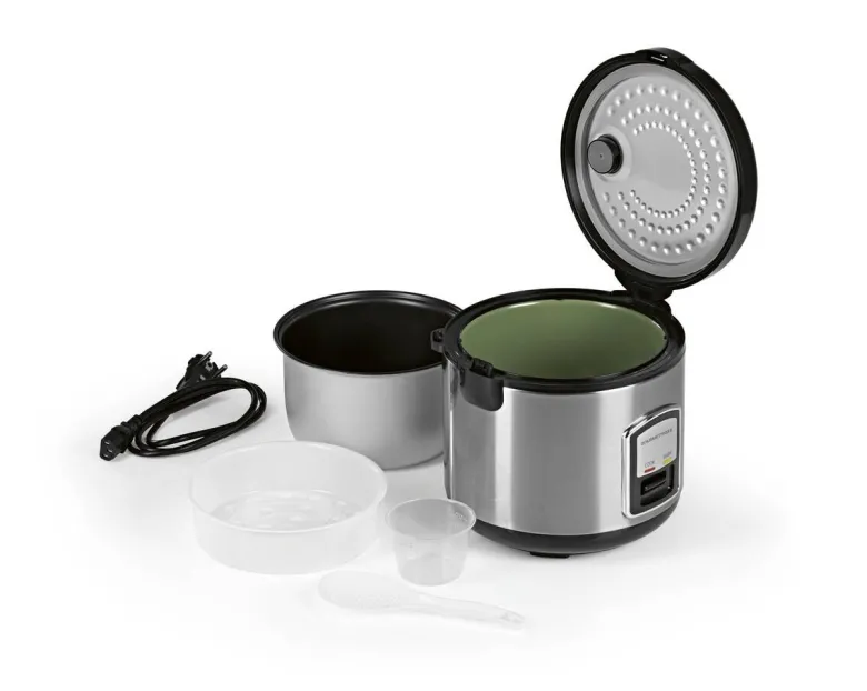 GOURMETmaxx Reiskocher schwarz silber B/H/L: ca. 23,6x25,2x23,2 cm