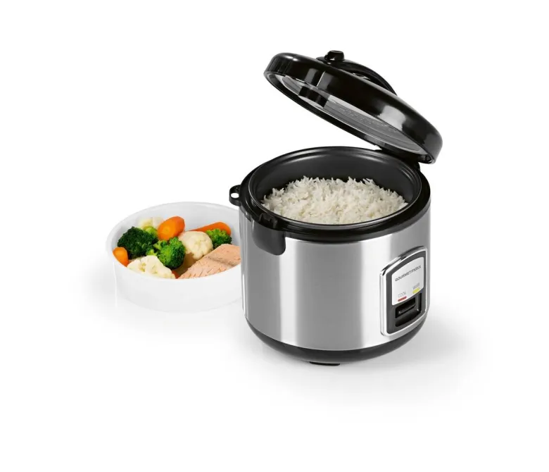 GOURMETmaxx Reiskocher schwarz silber B/H/L: ca. 23,6x25,2x23,2 cm