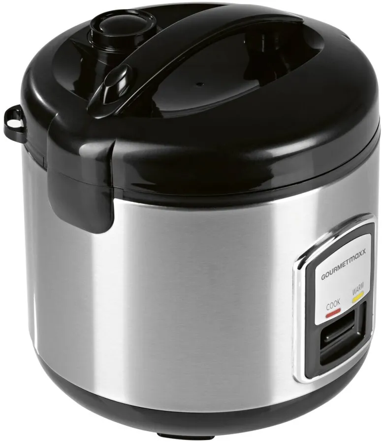 GOURMETmaxx Reiskocher schwarz silber B/H/L: ca. 23,6x25,2x23,2 cm