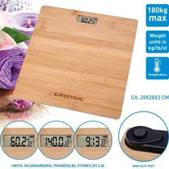 Grundig Personenwaage natur Bambus B/L: ca. 28x28 cm