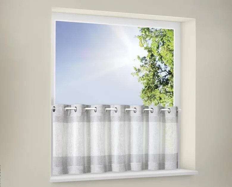 Happy Home Scheibengardine Streifen grau B/L: ca. 140x50 cm