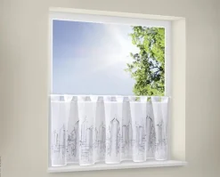 Happy Home Scheibengardine Skyline grau B/L: ca. 150x50 cm