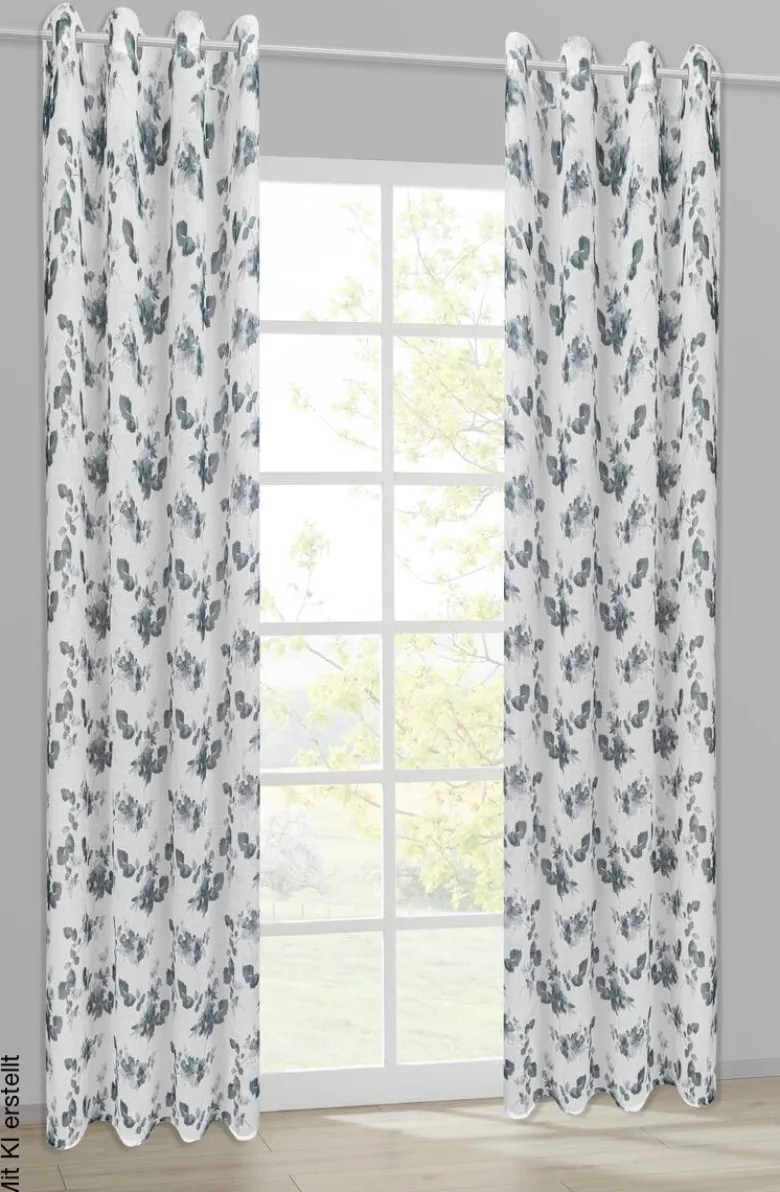 Happy Home Ösenschal Blätter weiß B/L: ca. 140x245 cm