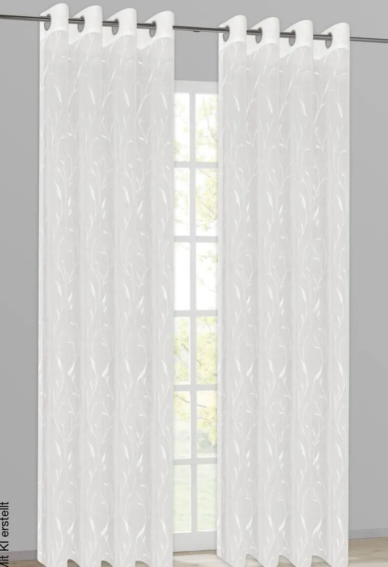 Happy Home Ösenvorhang Blümchen weiß B/L: ca. 140x245 cm