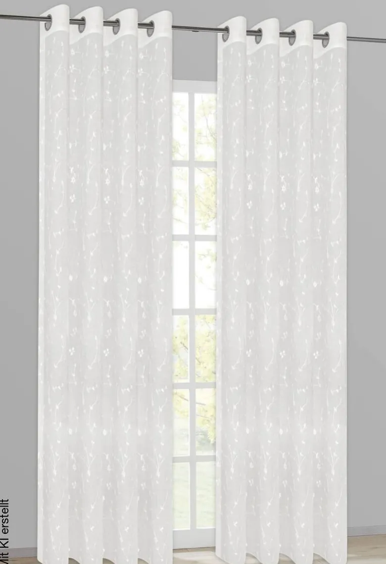 Happy Home Ösenvorhang Blümchen weiß B/L: ca. 140x245 cm