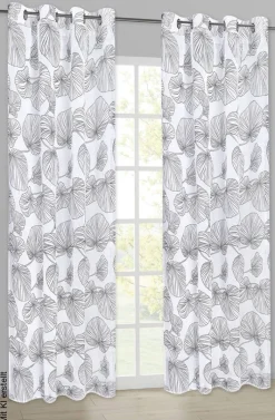Happy Home Ösenvorhang Blätter schwarz B/L: ca. 145x245 cm