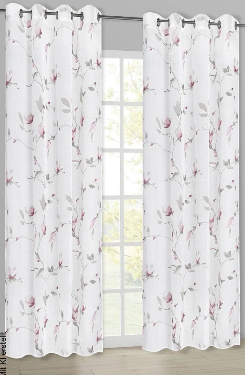 Happy Home Ösenvorhang Blumen rosa B/L: ca. 145x245 cm